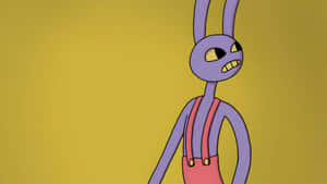 Purple Cartoon Rabbit Yellow Background Wallpaper