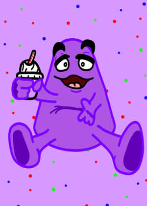 Purple Character Enjoying Milkshake Wallpaper