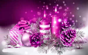 Purple Christmas Candle Adornment Wallpaper