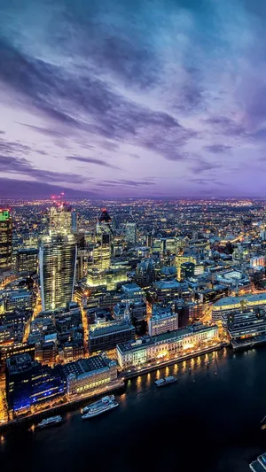 Purple City Sky View Wallpaper