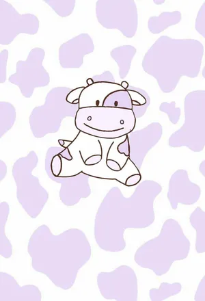Purple Cow Illustrationon Patterned Background Wallpaper