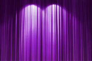 Purple Curtain Heart Opening Wallpaper