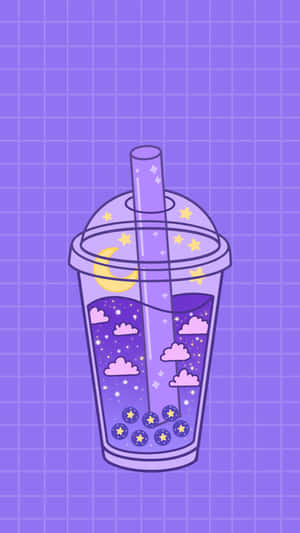 Purple Cute Boba Tea Wallpaper