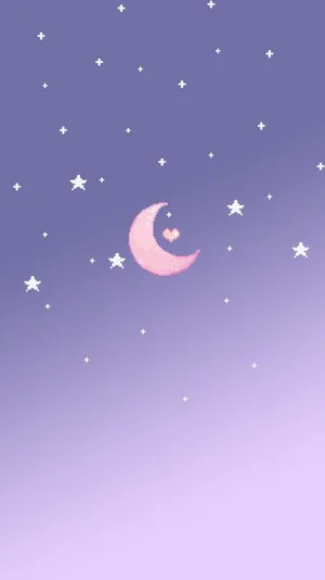 Purple Cute Stars Pixel Art Wallpaper