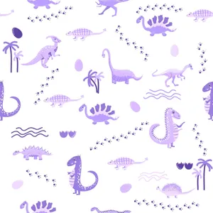 Purple Dinosaur Pattern Wallpaper