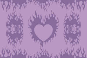 Purple Flame Heart Pattern Wallpaper