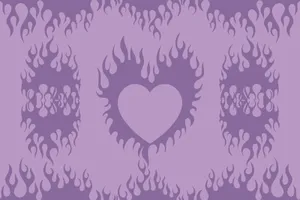 Purple Flame Heart Pattern Wallpaper