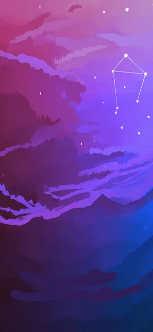 Purple Galaxy Sky Libra Zodiac Wallpaper