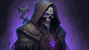 Purple Glow Skeleton Warrior Artwork Wallpaper