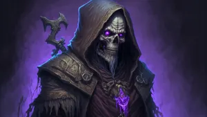 Purple Glow Skeleton Warrior Artwork Wallpaper