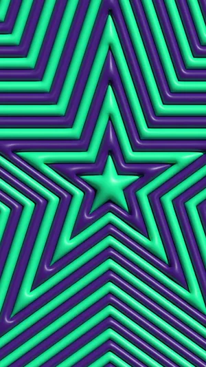 Purple Green Star Pattern Wallpaper