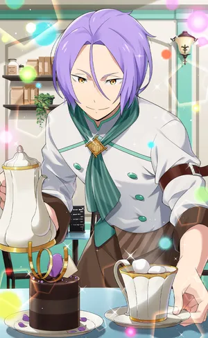Purple Haired Anime Character Cafe Server Wallpaper