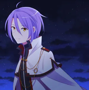 Purple Haired Anime Character Night Background Wallpaper