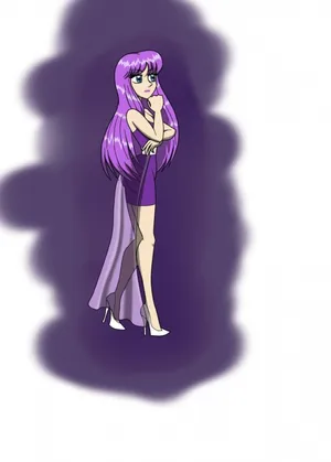 Purple Haired Anime Character Pose Wallpaper