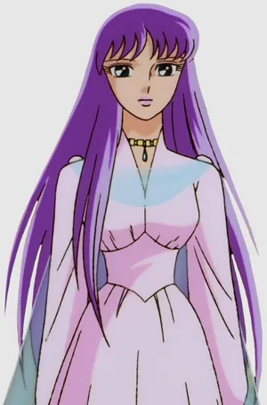 Purple Haired Anime Characterin White Dress Wallpaper