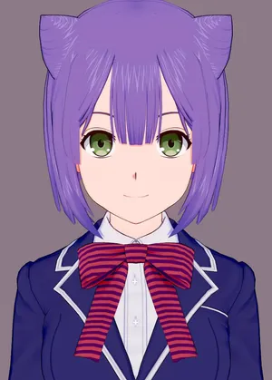 Purple Haired Anime Characterwith Cat Ears Wallpaper