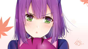 Purple Haired Anime Girl Autumn Leaves Wallpaper