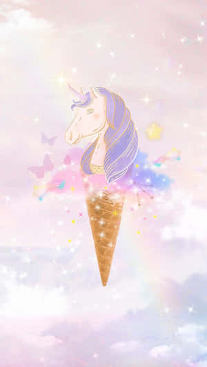 Purple-haired Unicorn Cute Ice Cream Wallpaper