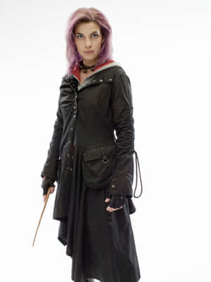 Purple Haired Witchwith Wand Wallpaper