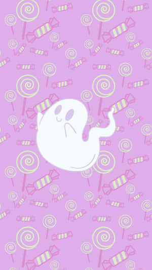 Purple Halloween Ghost Candy Pattern.jpg Wallpaper