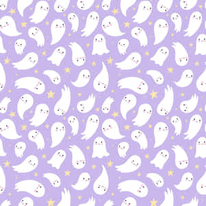 Purple Halloween Ghost Pattern Wallpaper