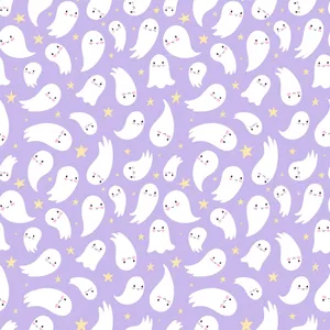 Purple Halloween Ghost Pattern Wallpaper