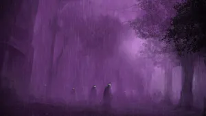 Purple Halloween Rainy Night Wallpaper