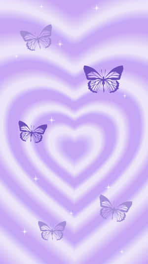 Purple Heart Butterflies Y2 K Aesthetic Wallpaper