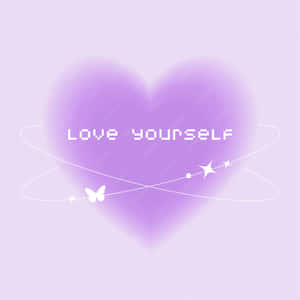 Purple Heart Love Yourself Y2 K Graphic Wallpaper