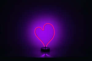 Purple Heart Neon Light Wallpaper