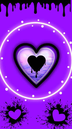 Purple Heart Neon Love Art Wallpaper