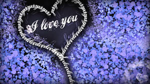 Purple Hearts And White Heart I Love You Wallpaper