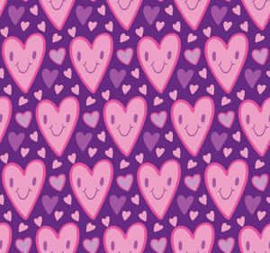 Purple Hearts Pattern Y2 K Aesthetic Wallpaper