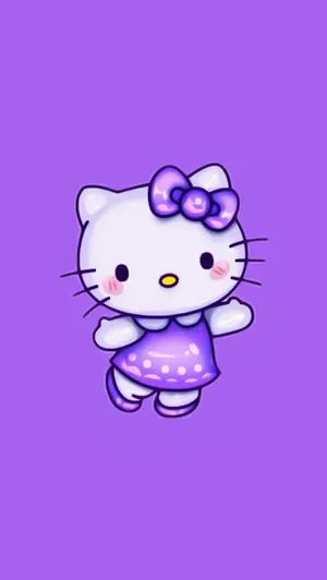 Purple Hello Kitty Cute Background Wallpaper