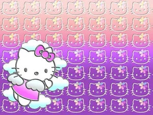 Purple Hello Kitty Pattern Wallpaper