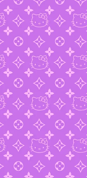 Purple Hello Kitty Pattern Wallpaper Wallpaper