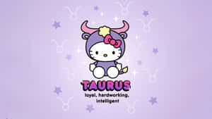 Purple Hello Kitty Taurus Zodiac Wallpaper