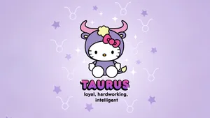 Purple Hello Kitty Taurus Zodiac Wallpaper
