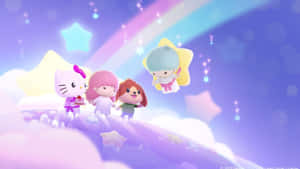Purple Hello Kittyand Friends Fantasy Wallpaper
