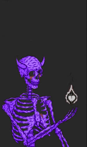 Purple Horned Skeleton Art Wallpaper