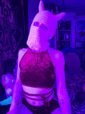 Purple Hued Baddie Ski Mask Style Wallpaper