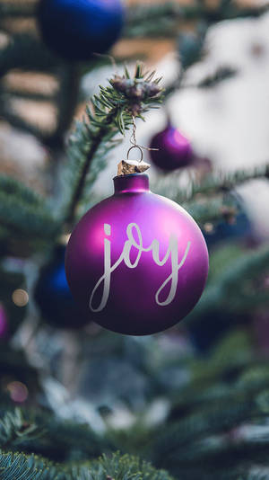 Purple Joy Christmas Ball Phone Wallpaper