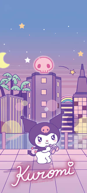 Purple Kuromi Cityscape Mobile Wallpaper Wallpaper