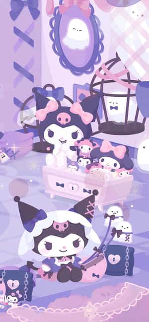 Purple Kuromi Fantasy Room Wallpaper