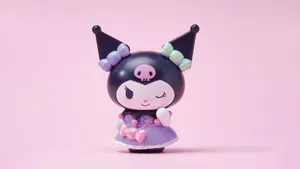 Purple Kuromi Figure Pink Background Wallpaper