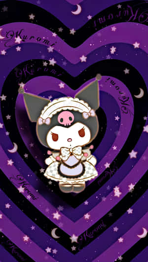 Purple Kuromi Heart Background Wallpaper