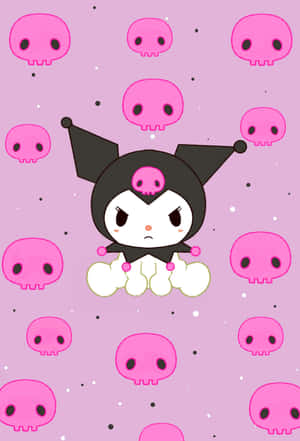 Purple Kuromi Skull Pattern Wallpaper