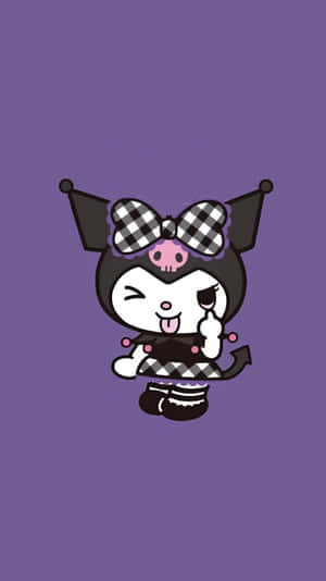 Purple Kuromi Winking Cheerful Wallpaper