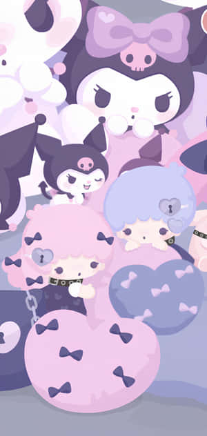 Purple Kuromiand Friends Illustration Wallpaper