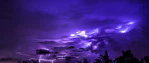 Purple Lightning In Vibrant Sky Wallpaper